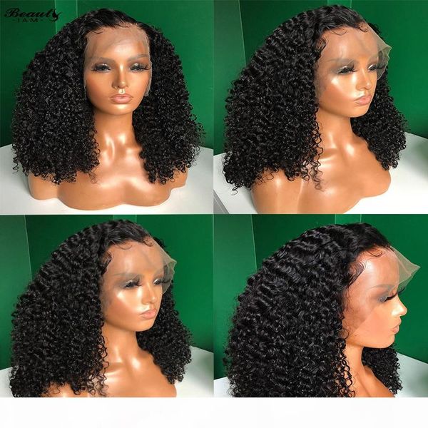 

f g mongolian kinky curly wig lace wig natural virgin hair 13x6 curly lace front wig, Black
