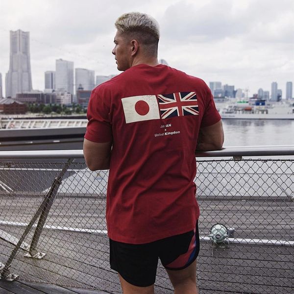 

jpuk новейшие мужские мышечные спортивные хлопковые фитнес с коротким рукавом летний тренажерный зал тренировки на открытом воздухе дышащие, White;black