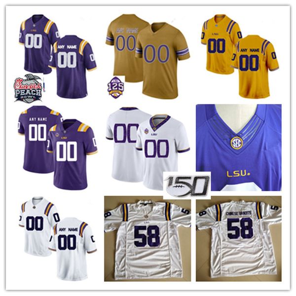 

custom lsu tigers football chris curry lanard fournette charles alexander thaddeus moss justin jones josh reed greedy williams lsu jerseys, Black