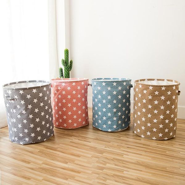 

foldable star laundry basket for toys cotton linen storage bucket bag collapsible household dirty clothes organizer 35*45cm1