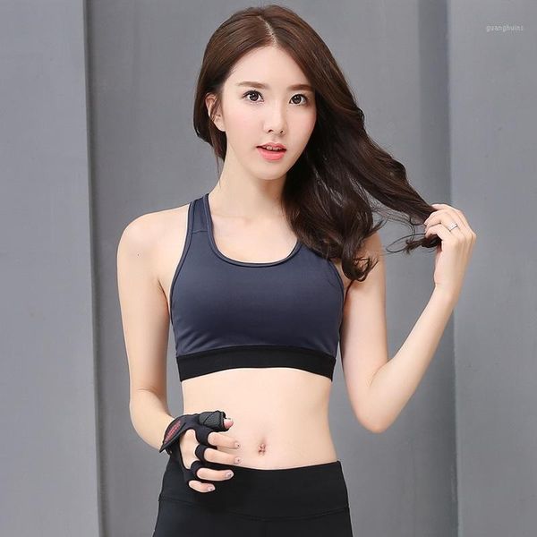 

gym clothing blue gray patch women's sport bras cross back high elastic breathable quick dry big girs shockprrof yoga bra1, White;black