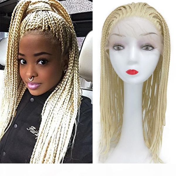 

braided lace front blonde wig twist crochet box braids high temperature fiber hair blonde 613synthetic lace front wigs for white women, Black