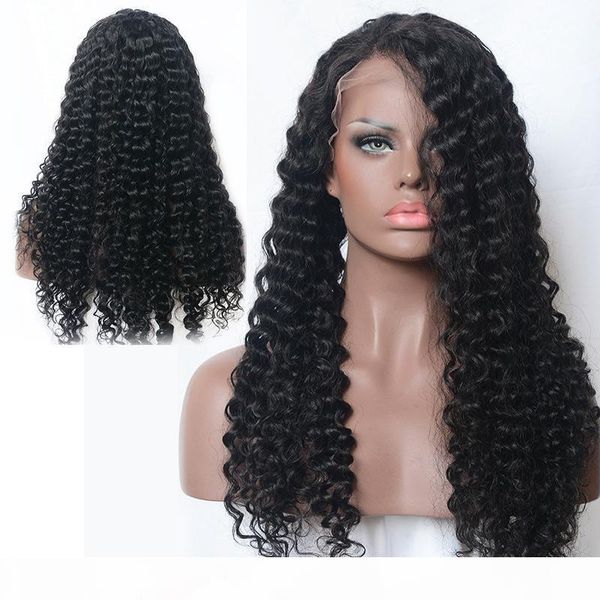

zhifan glueless human hair afro kinky curly wig black long curly wave 100% vietnamese hair wig, Black;brown