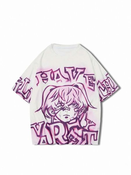 

men letter & figure graphic tee m3fs#, White;black