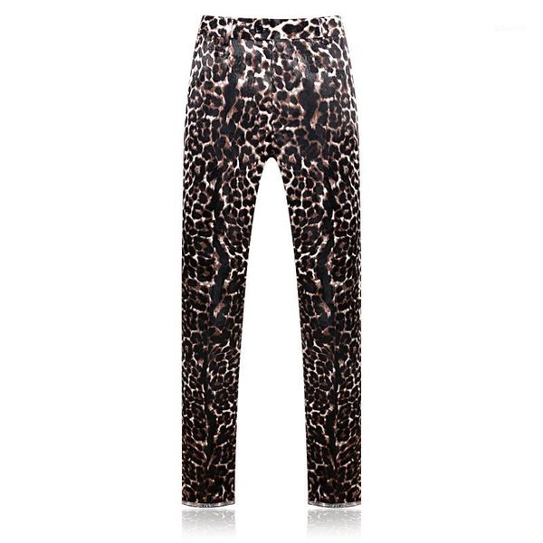 

leopard print trousers new slim home travel banquet casual trousers straight fashion casual formal suit men1, Black
