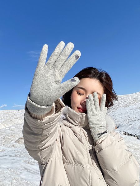 

women plus warm thickened korean version cute touch screen five finger winter riding driving cashmere gloves