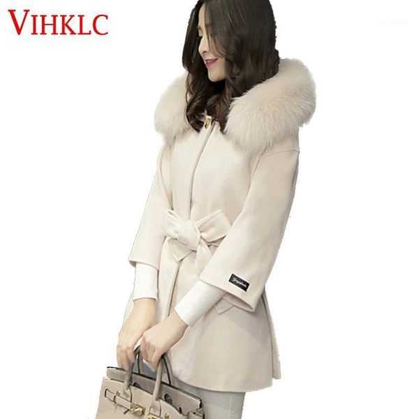 

women's cashmere coat 2020 new fashion winter women coat medium long wool loose warm woolen women g5241, Black