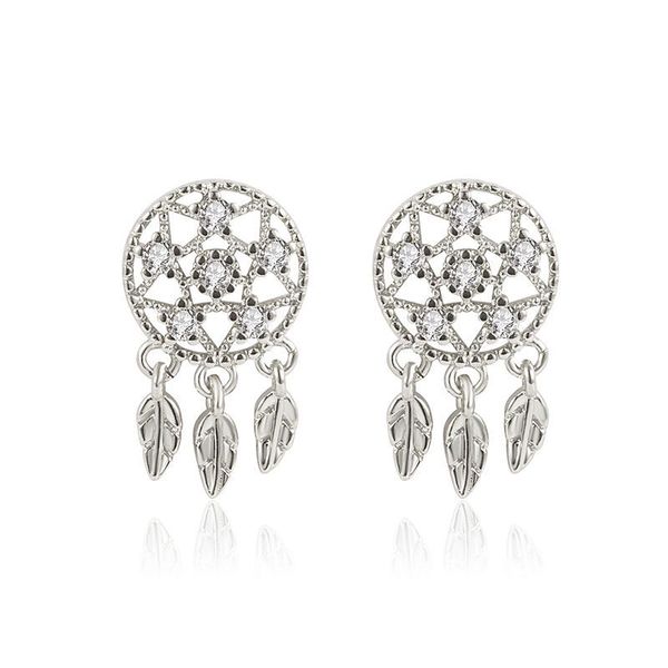 

renaissance urban fantasy mesh earrings female zircon sweet girl earrings simple fashion earrings, Silver