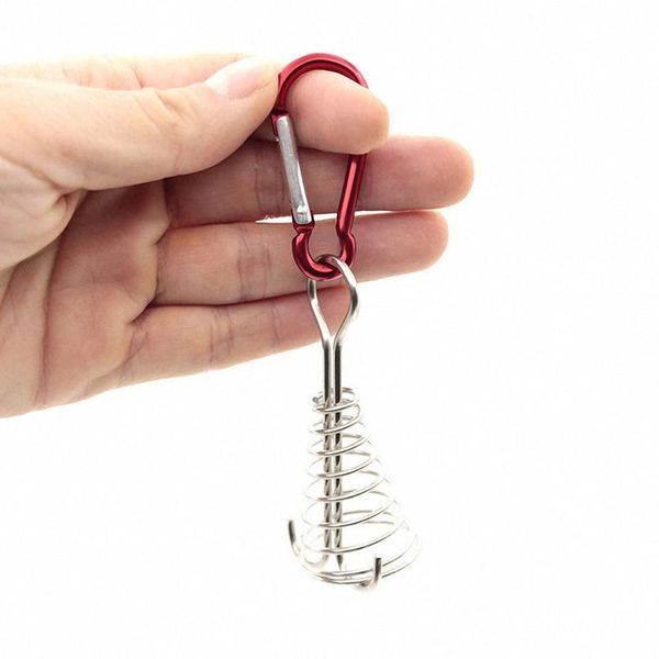 

2pcs stainless steel ocs deck peg spiral shaped rope buckle spring tent peg with hooks carabiner for outdoor campin qylwgb