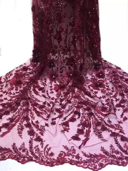 

the latest african 3d lace fabric french tulle lace fabric with bead 2020 nigerian wedding h3640, Pink;blue