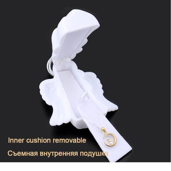 

1piece white jewelry box lovely angel velvet wedding ring box necklace display box gift container case for jewelry p jllesc, Black;white