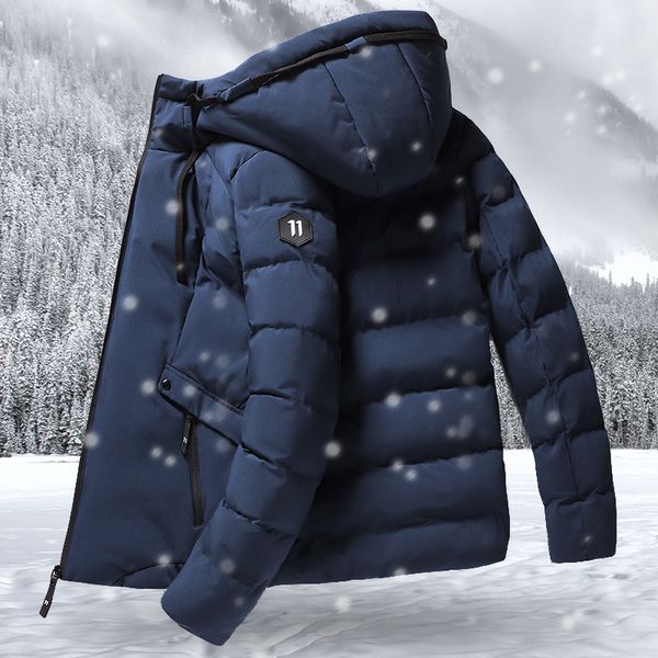 

fashion winter jacket men parka warm windproof coat male thicken zipper jackets mens solid down coats 3xl kg-78, Black