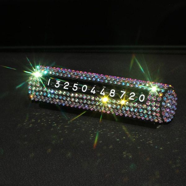 

luminous super shiny diamonds crystal car styling temporary parking card luxury phone number card plate car accessories h wmtbmv