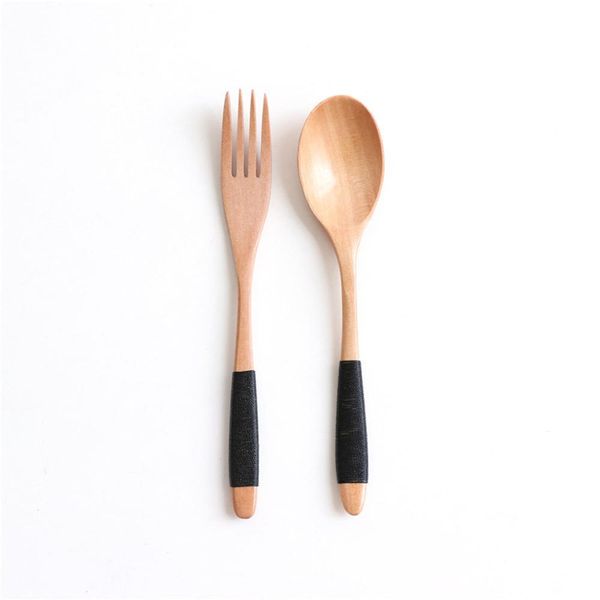 

natural wooden spoon fork dinner kit rice soups utensil cereal handmade home tableware dinnerware cutlery for kicthen h jllpcc