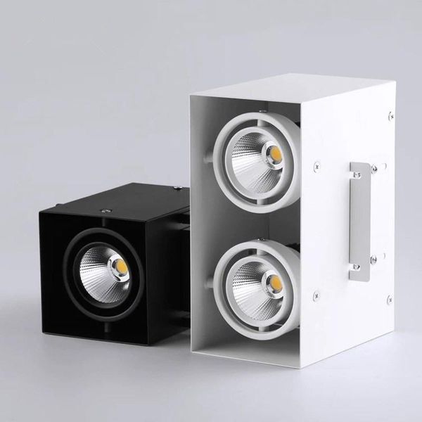 

square dimmable led wall mounted downlight 10w 15w 30w cob spot light single/double head ceiling lamp surface mounted down light
