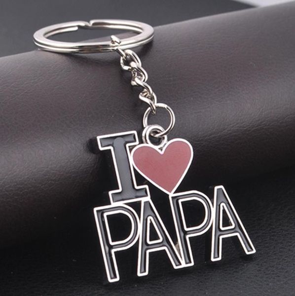 Письмо я люблю маму папа брелок металлический ключ кольца мать подарок сувенирный ключ цепь соприкосновения сердца ключ держатель автомобильные аксессуары