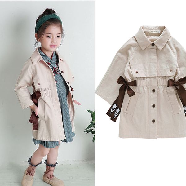 

baby girls jackets trench coats british style jacket girls clothes long outerwear children clothing waistband girl windbreaker 201106, Camo