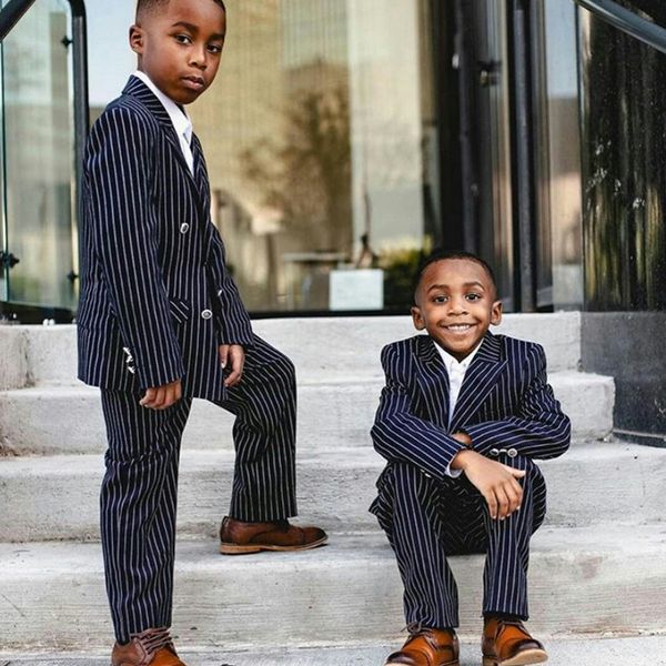 

pinstripe boys pants suits 2 pieces set tuxedos for wedding dinner children kids jacket blazer (jacket+pants), Black