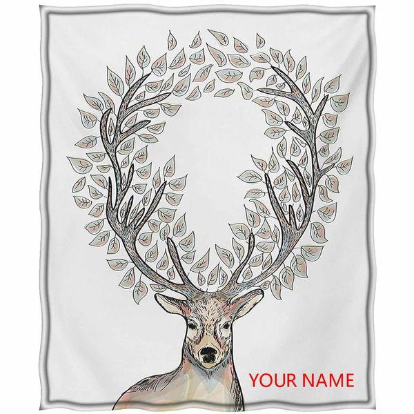 

deer hospital thermal blankets, hipster reindeer with floral horns mythical creature pastel color illustration diy blanket, keep cozy on a c