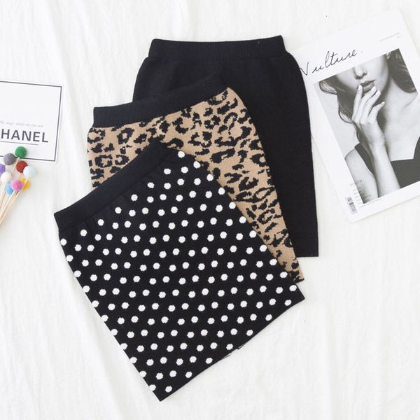 

autumn and winter wear korean short girls' baby dot knitting foreign sle children's hip wrap skirt, Blue
