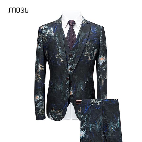 

men's suits & blazers mogu mens floral suit 2021 latest summer elegant casual dress coat 3 piece slim fit blazer smoking jacket large c, White;black