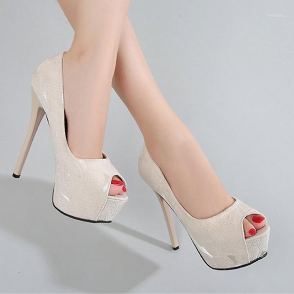 

silk embroidery flower woman pumps peep toe platform high heels women's party shoes shallow fashion ladies office shoes1, Black