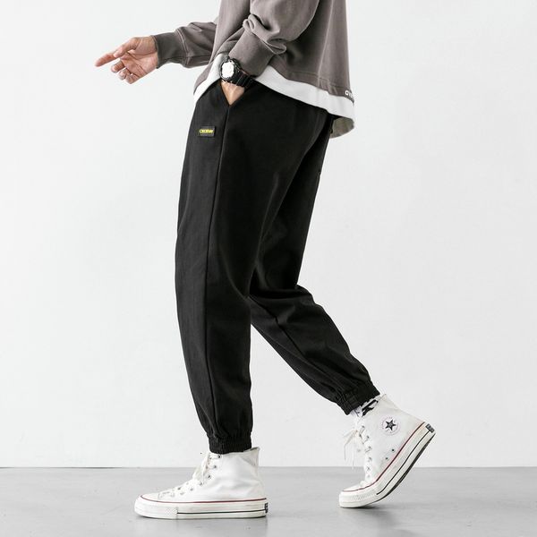 

autumn 2020 new men's fashion nine point leggings korean casual trend pants, Black