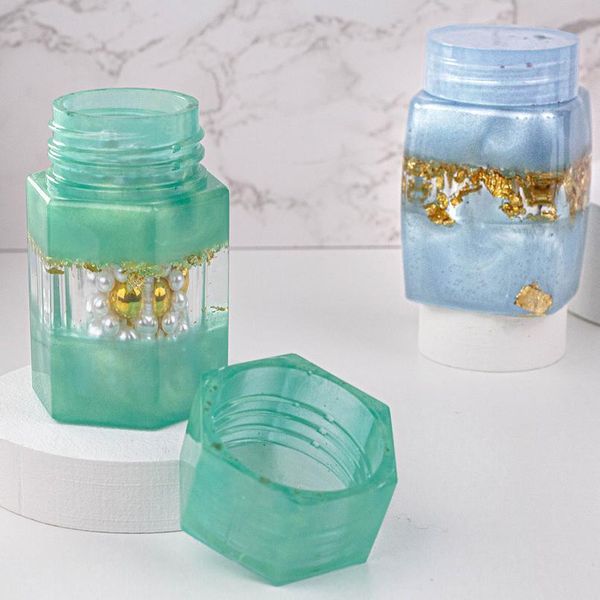 

diy crystal polygonal storage bottle sile mold for sealed tank epoxy storage box mould jewelr bbytgt, Black