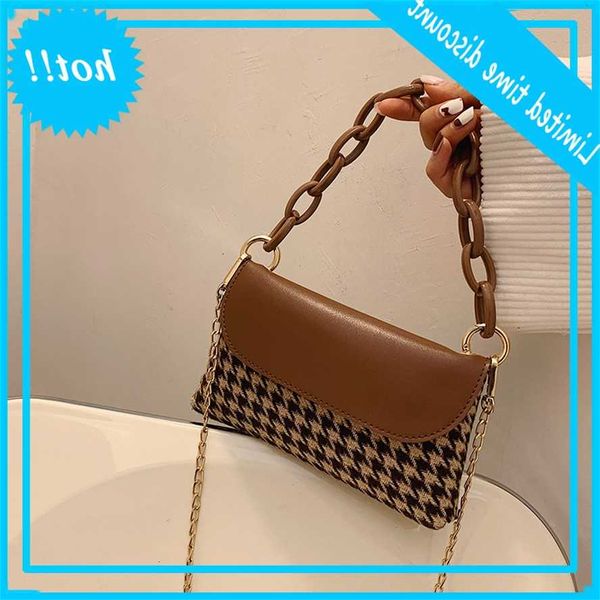 

luxury houndstooth thick chain handbags shoulder bags for women 2021 fashion lady pu leather crossbody cups brand handbag