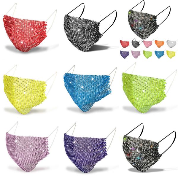 

factoryv4iifashion face men women facemask with bling drill sun protection masks summer decoration rhinestone mask