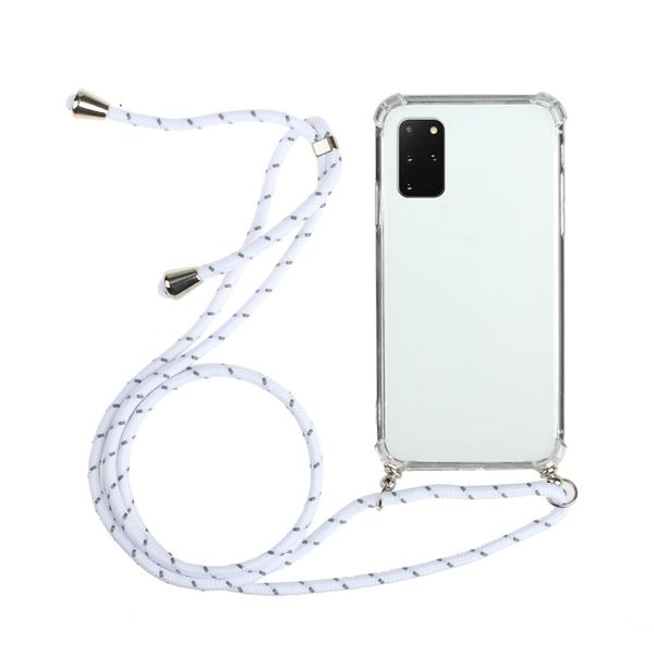 

for samsung galaxy note20 four-corner anti-fall transparent tpu protective case with lanyard
