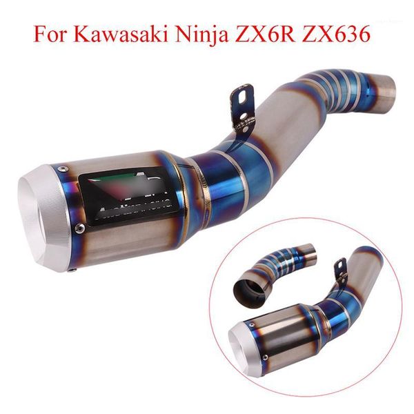 

zx6r motorcycle exhaust system pipe full titanium alloy exhaust muffler tip & middle link tube for 2009-2016 zx6r zx6361