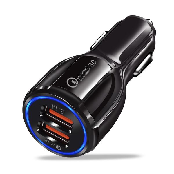 

qc 3.0 car charger dual usb port high speed quick charging car chargers 3.1a adapter for iphone 5 6 7 8 x samsung s8 s10 htc android phone