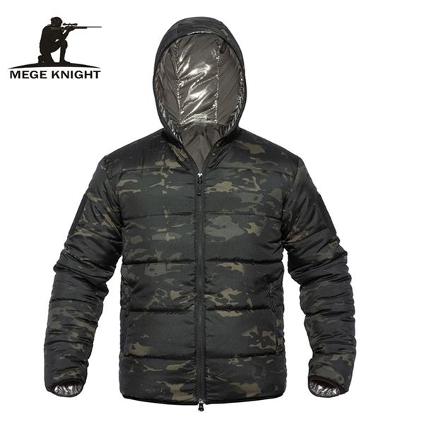 

mege brand winter parka men military camouflage clothing spring warm thermal hooded men's winter jacket coat light weight 201114, Black