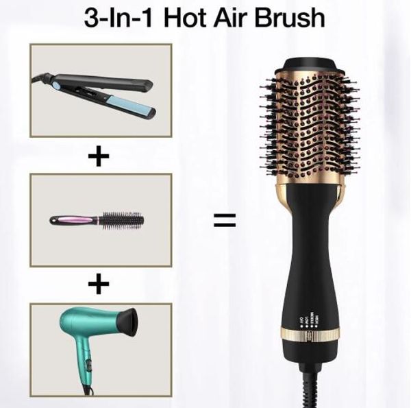 Новый 3 в 1 Горячий воздух Гребень для волос электрический прямой и вьющийся регулируемый инструмент для укладки мокрой сухой фен