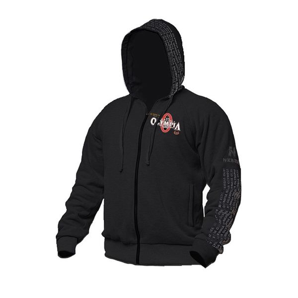 

olympia men gyms hoodies fitness bodybuilding sweatshirt zipper sportswear male training jacket with hoodily clothes 220315, Black