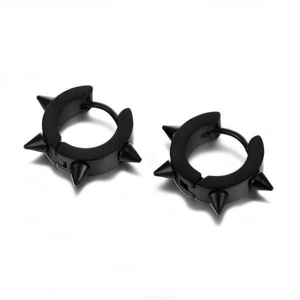 

1pair punk stainless steel rivet hoop earrings for men women personality colorful circle earrings hip hop ear jewelry e4051, Golden;silver