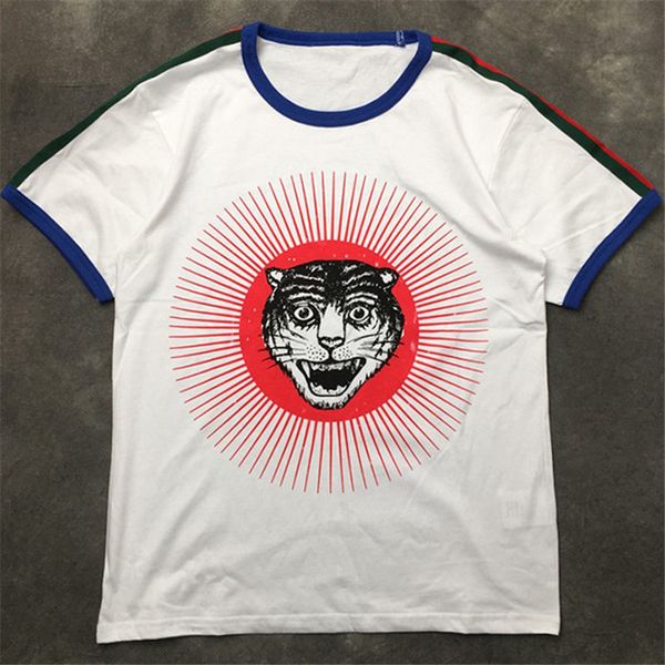 

fashion mens t shirt 2020 famous street high tiger head print pullover polos short sleeve shirts men women couples style hip hop tee, White;black