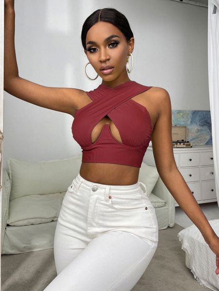 

cross wrap crop tank n0sa#, White