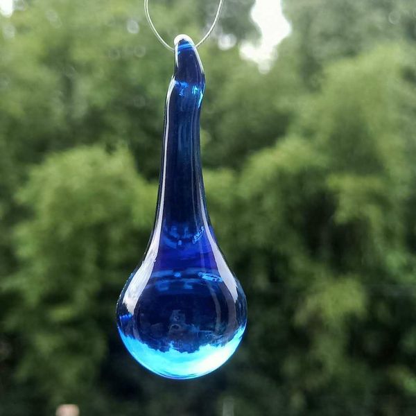 

10pcs blue crystal suncatcher raindrop crystal chandelier parts prism drop icicle pendant diy wedding decor 60mm h wmtnsd