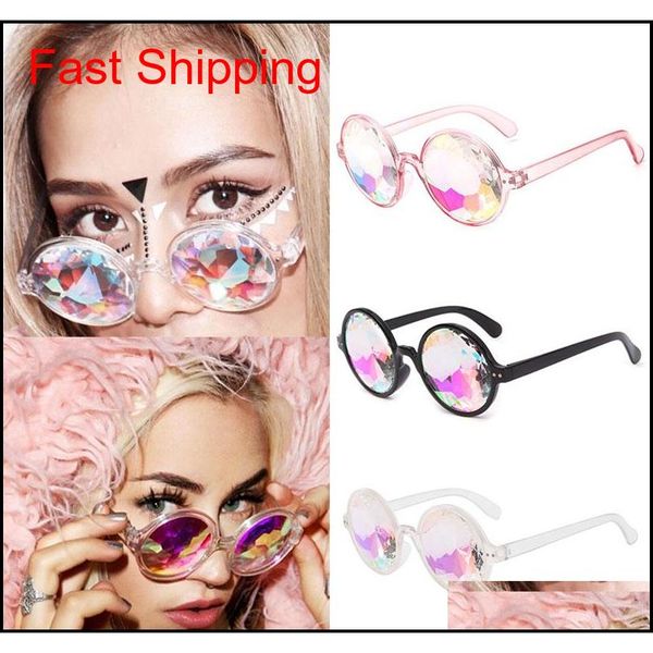 

new 5pcs/lot creative personality retro colorful kaleidoscope sunglasses carnival men and women cool mosaic gl qylond bde_home, Black