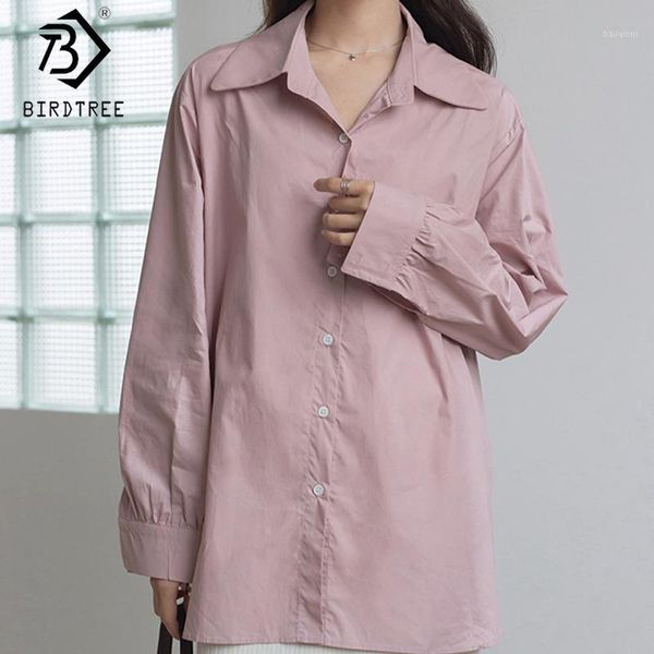 

2020 spring summer women's blouse full sleeve turn-down collar single-breasted drawstring female shirt loose t04209k1, White