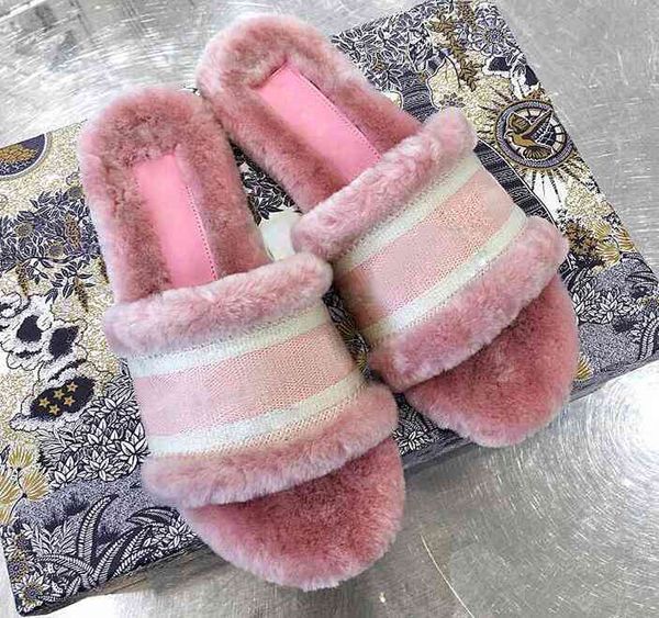 

fur muller loafers sandals fashion women letter print fluffy furry slippers ladies winter warm comfortable beautiful girl flip flops sandal, Black