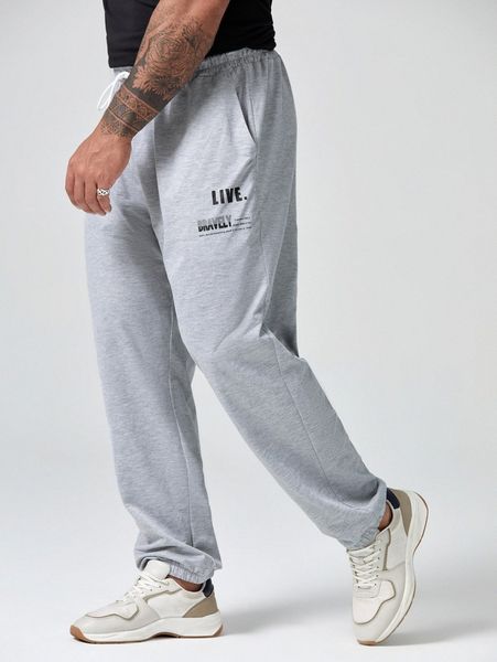 

extended sizes men letter graphic sweatpants o0og#, Black