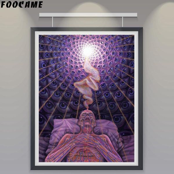 

foocame trippy alex grey silk poster print abstract painting wall art decoration pictures living room home decor