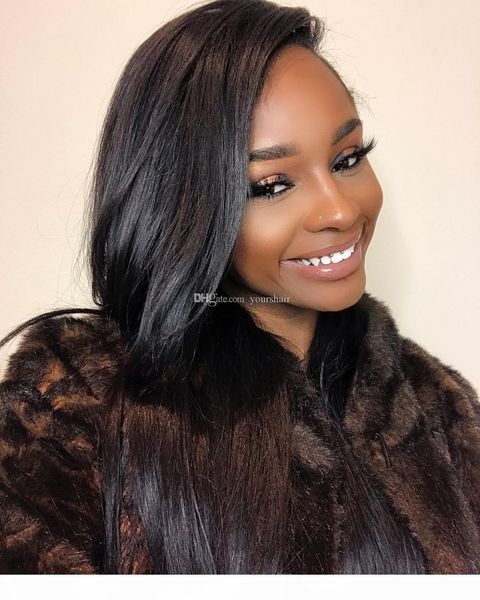 

brazilian peruvian indian straight unprocessed human hair 4 bundles with lace front closure 13*4 part with baby hair natural color, Black;brown