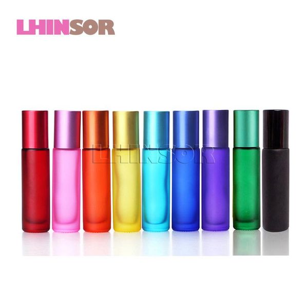

storage bottles & jars 2pcs/lot 10ml frosted colorful thick glass roll on doterra essential oil perfume travel refillable rollerball bottle