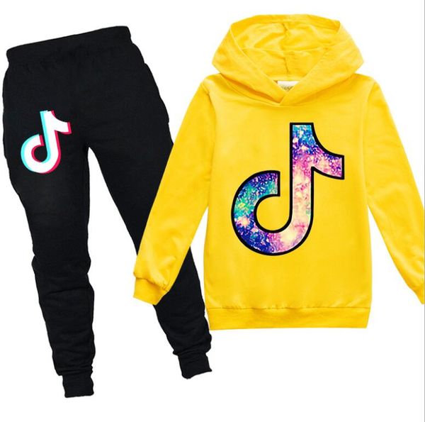 

комплект одежды touchsuits для девочек tik tok hoody + хлопковые брюки малыша дети подросток капюшон костюм одежда для малышей 2-16т, White