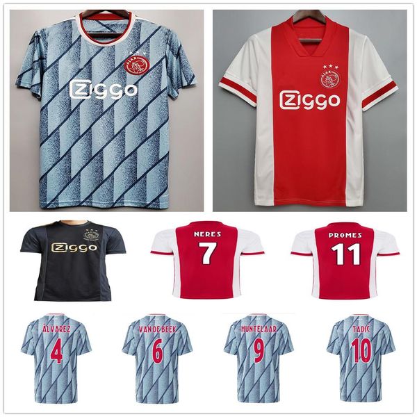 

20 21 fc ajax soccer jersey alvarez tadic van de beek neres tagliafico promes nouri huntelaar custom 2020 home away third football shirt, Black;yellow