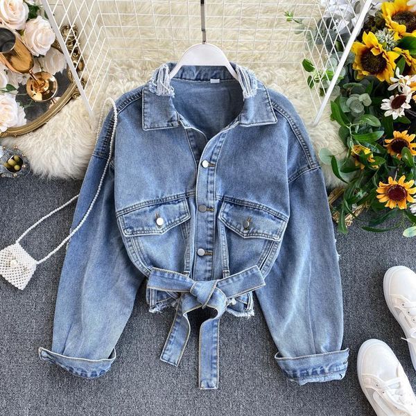

gagaok women jackets 2020 streetwear spring autumn new solid lapel vintage sashes pockets loose chic wild female fashion coat1, Black;brown